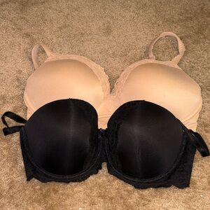 Victoria's Secret Black and Tan Lace Bras